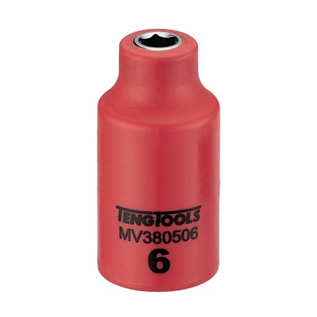 TENG TOOLS 3/8 Inch Drive 6MM Metric 6 Point 1000 Volt Shallow Insulated Socket MV380506